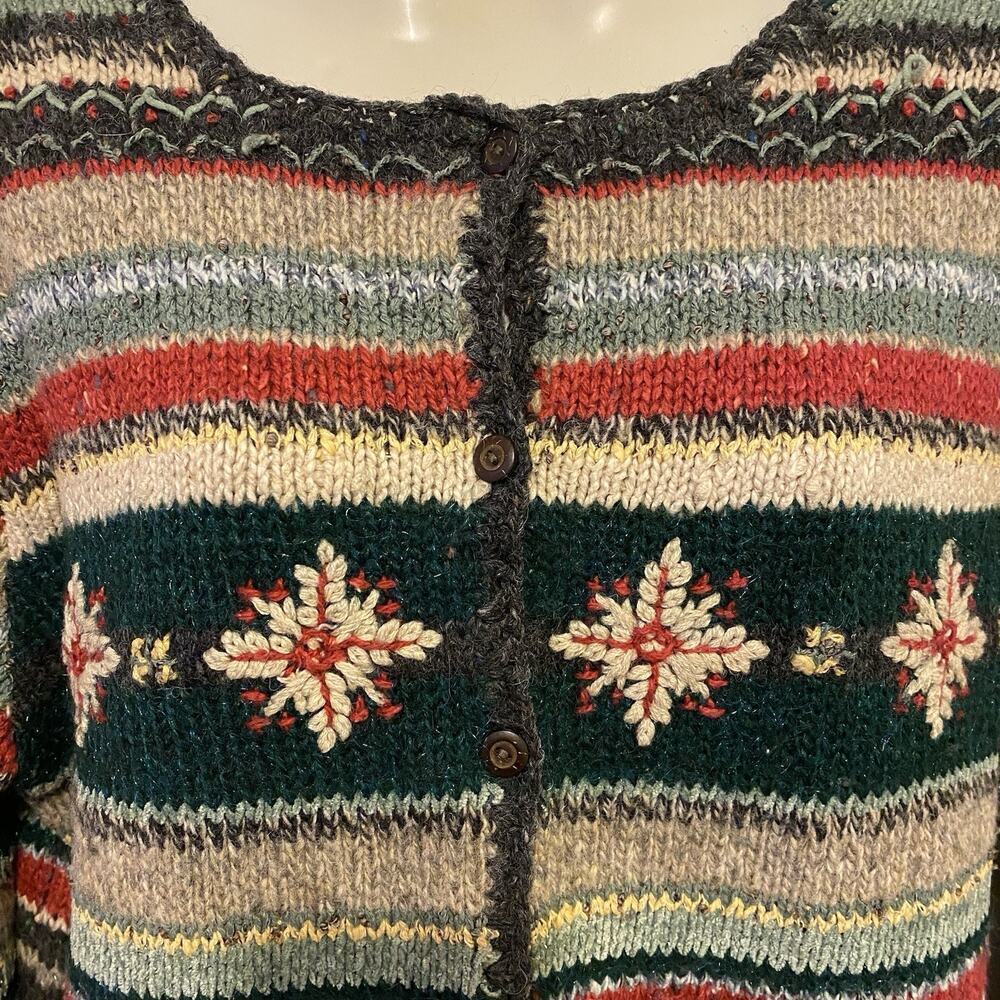 VTG Knit Christmas Holidays Sweater Women S Wool Silk Blend Country Grannycore - Picture 6 of 9
